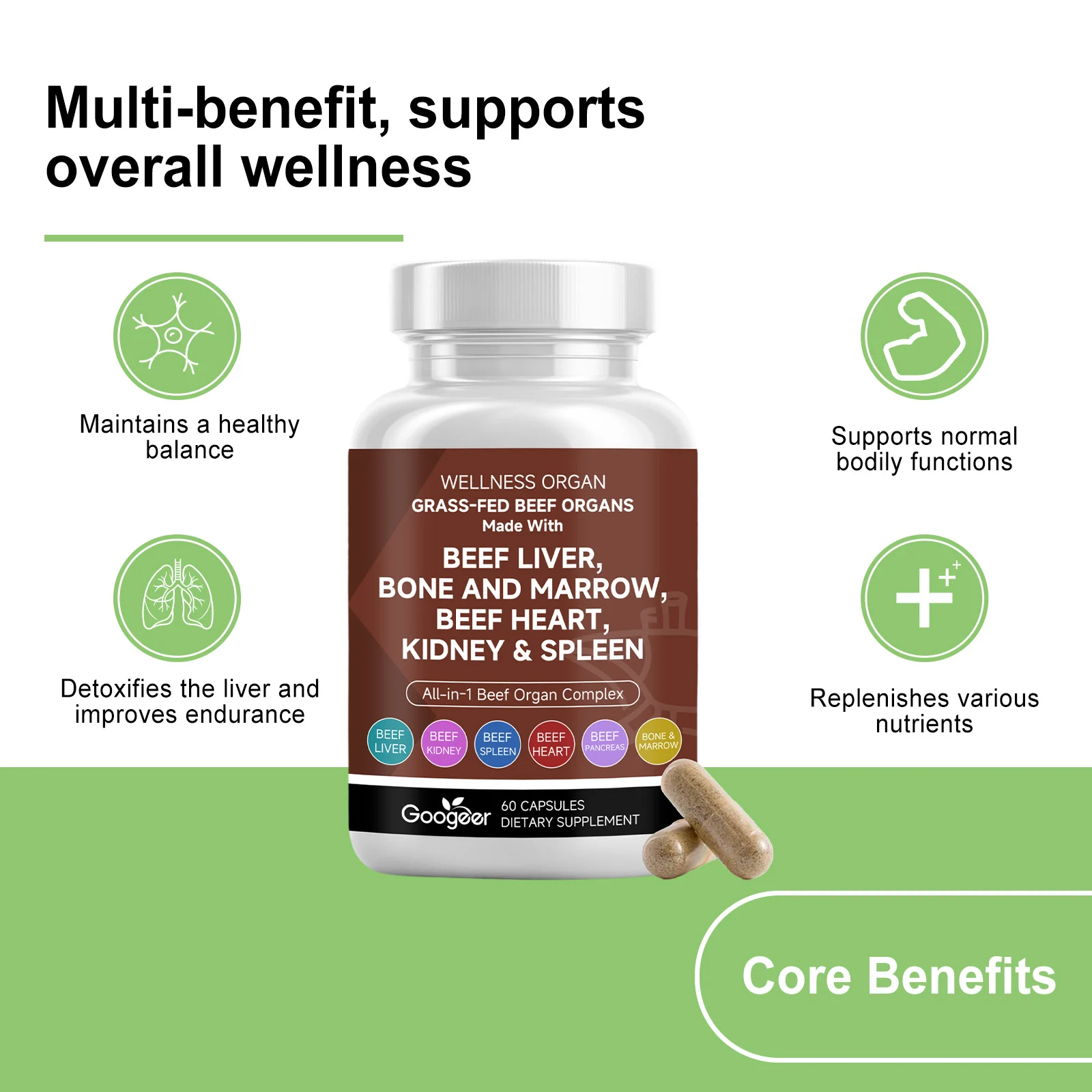 All-in-One Beef Organ Complex Dietary Supplement 60 Capsules 13 all in one beef organ complex dietary supplement 60 capsules goo nupgnze5 desc 7