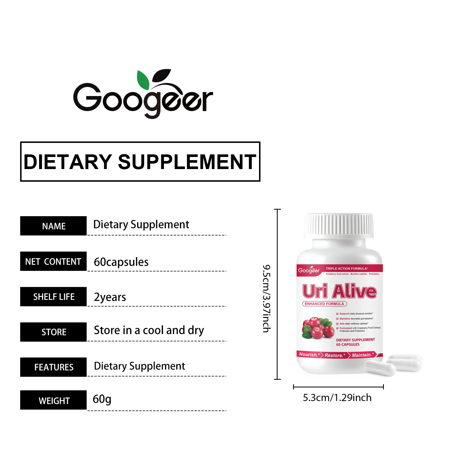 Googeer Triple Action Body Care Capsules for Urinary & Gut Health 8 body care capsules goo jhq2b7u5 desc 1