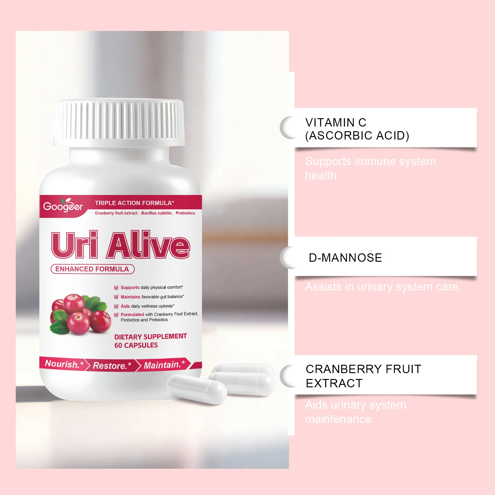 Googeer Triple Action Body Care Capsules for Urinary & Gut Health 13 body care capsules goo jhq2b7u5 desc 6
