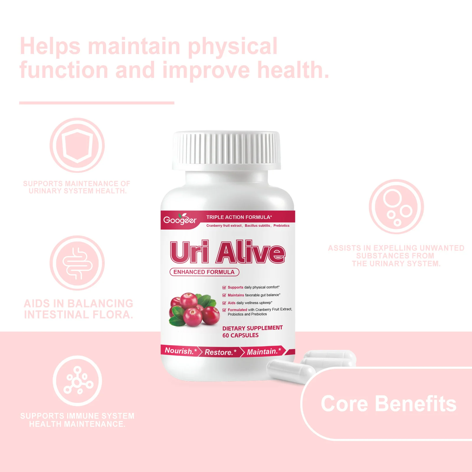 Googeer Triple Action Body Care Capsules for Urinary & Gut Health 16 body care capsules goo jhq2b7u5 desc 9