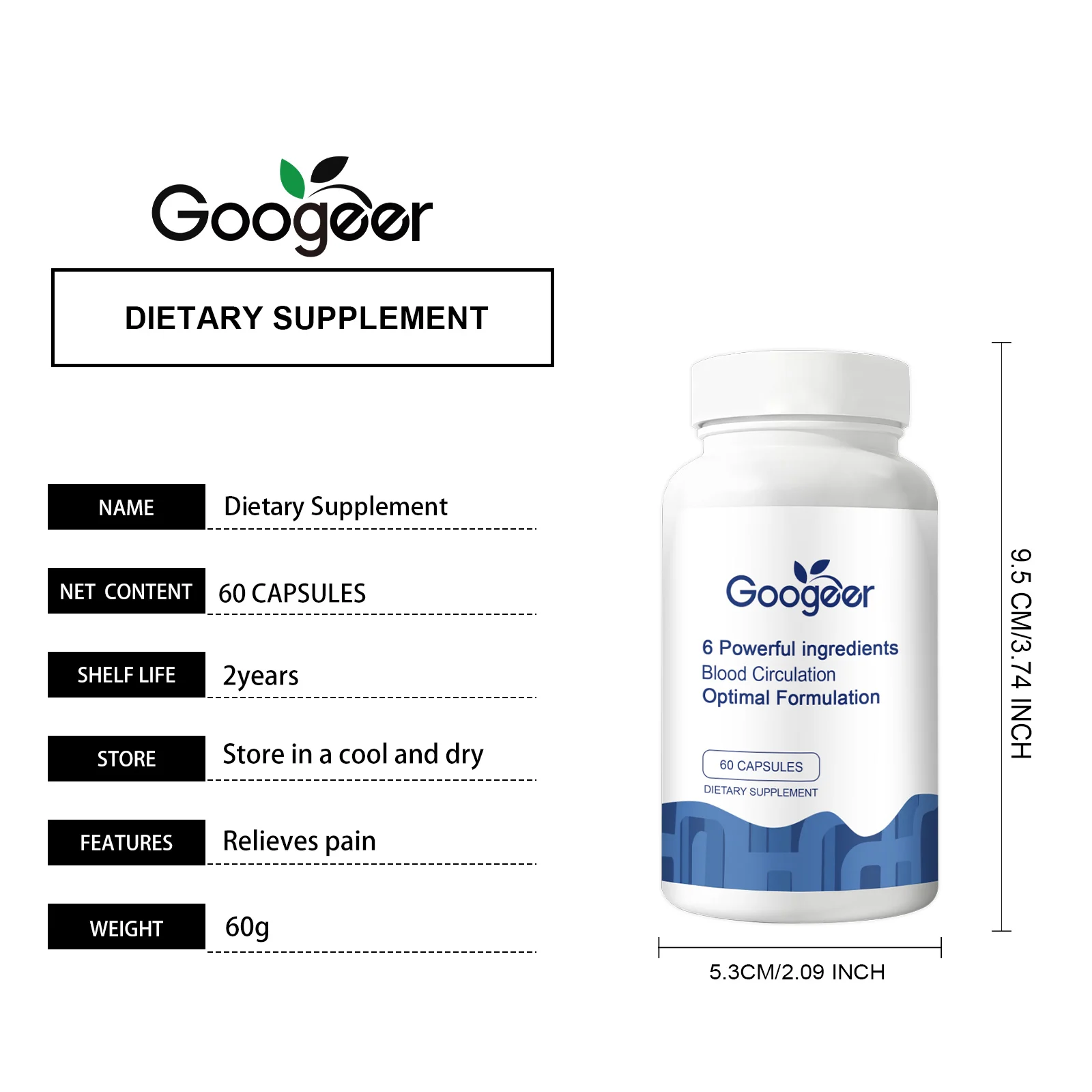 Googeer Dietary Supplement with 6 Powerful Ingredients for Blood Circulation & Inflammation 7 dietary supplement capsules goo nyswggju desc 1