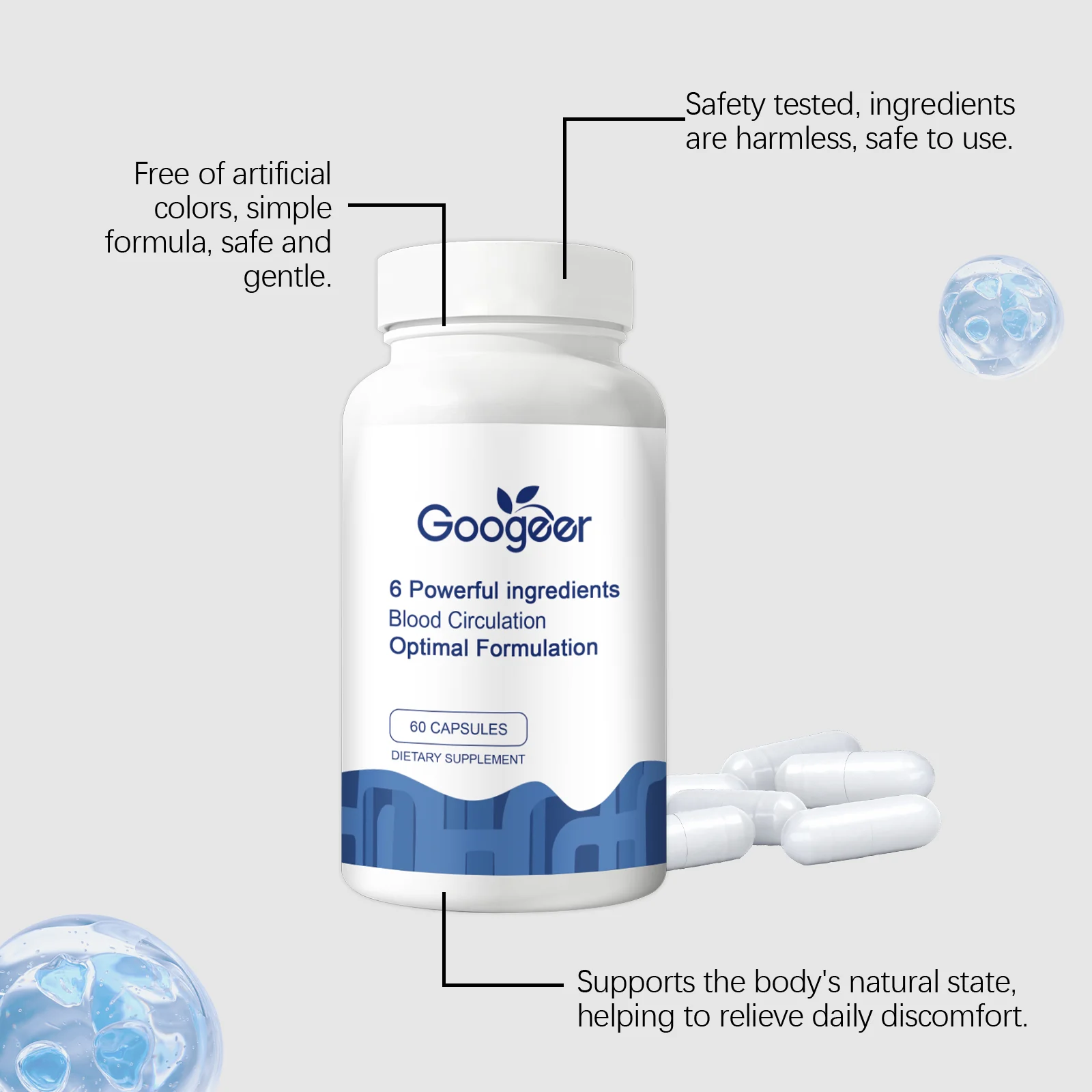 Googeer Dietary Supplement with 6 Powerful Ingredients for Blood Circulation & Inflammation 12 dietary supplement capsules goo nyswggju desc 6