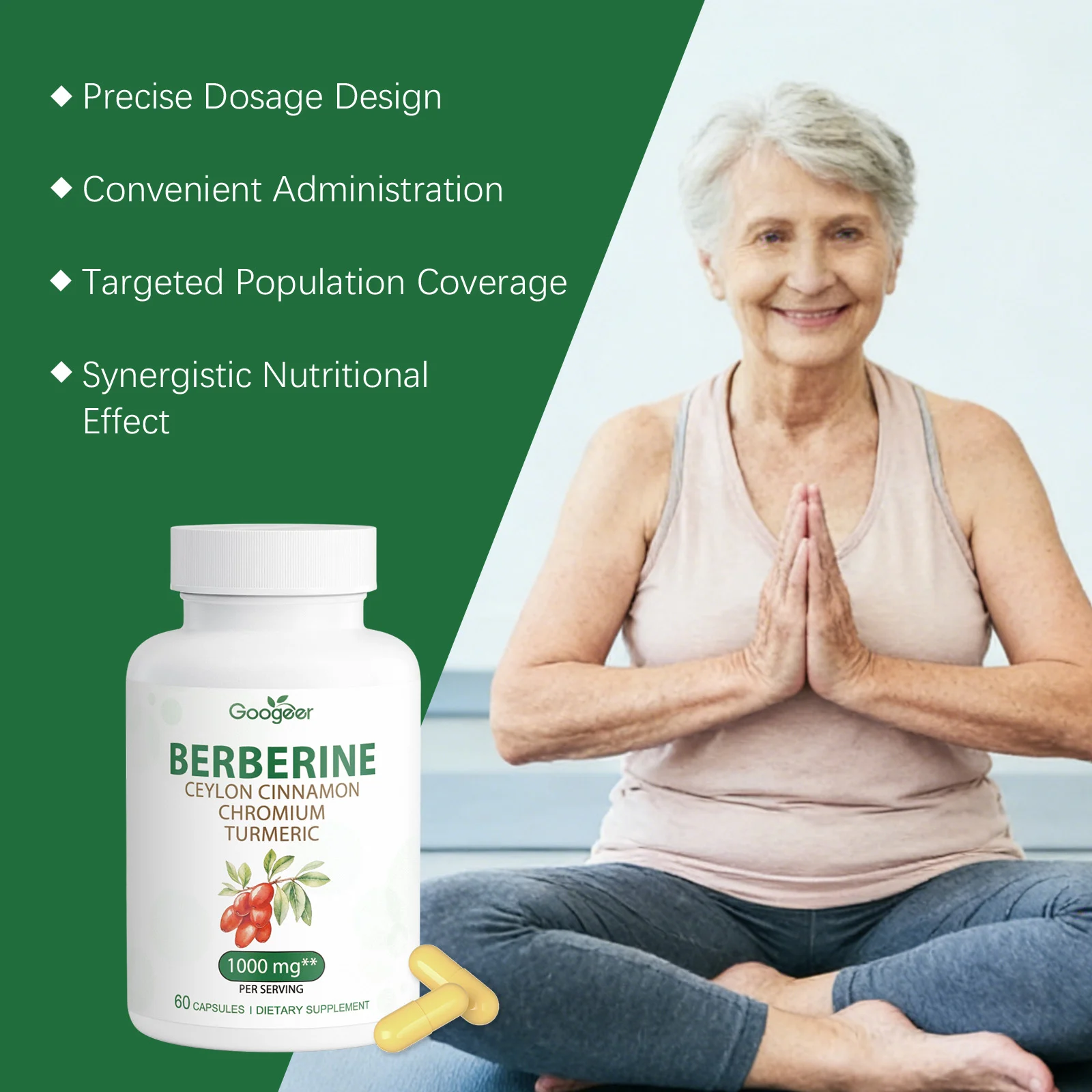 Googeer Dietary Supplement Capsules with Berberine, Chromium for Heart Health & Blood Sugar Support 14 dietary supplement capsules goo th6tz92r desc 7