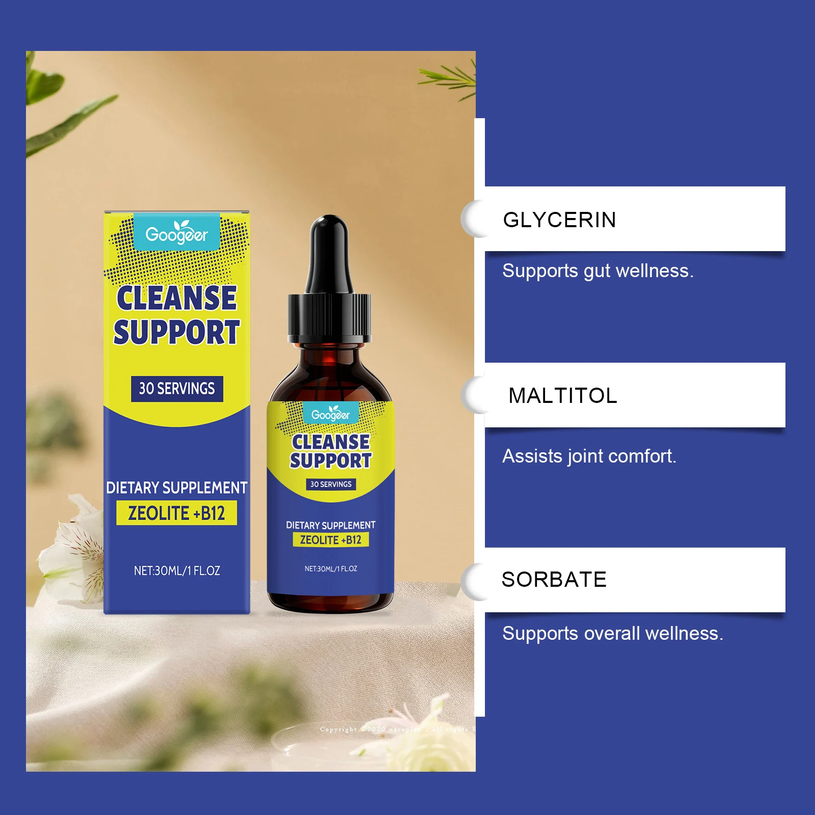 Googeer Dietary Supplement Zeolite + B12 with Flavonoids for Health Support 30ml 4 Dietary Supplement Liquid Zeolite Goo F7p6zm5b 4