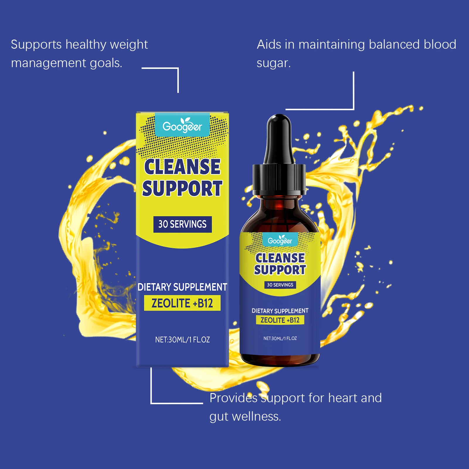 Googeer Dietary Supplement Zeolite + B12 with Flavonoids for Health Support 30ml 12 dietary supplement liquid zeolite goo f7p6zm5b desc 6