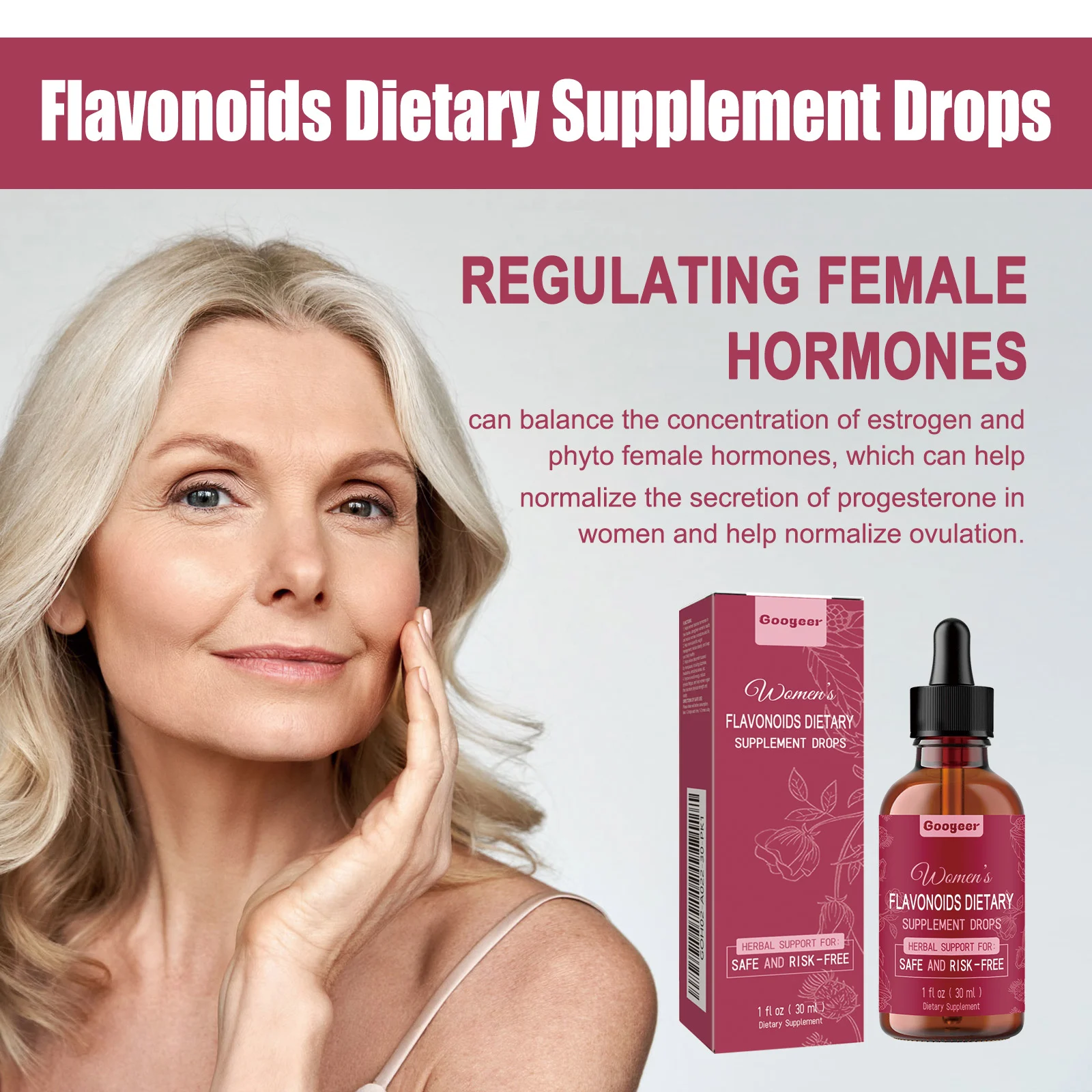 Flavonoids Dietary Supplement Drops for Women's Hormone Balance & Energy Support 30ml 13 flavonoids dietary supplement drops women hormone support 30ml goo yz98smwe desc 7