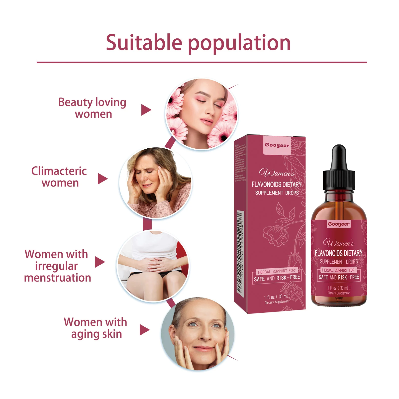 Flavonoids Dietary Supplement Drops for Women's Hormone Balance & Energy Support 30ml 14 flavonoids dietary supplement drops women hormone support 30ml goo yz98smwe desc 8
