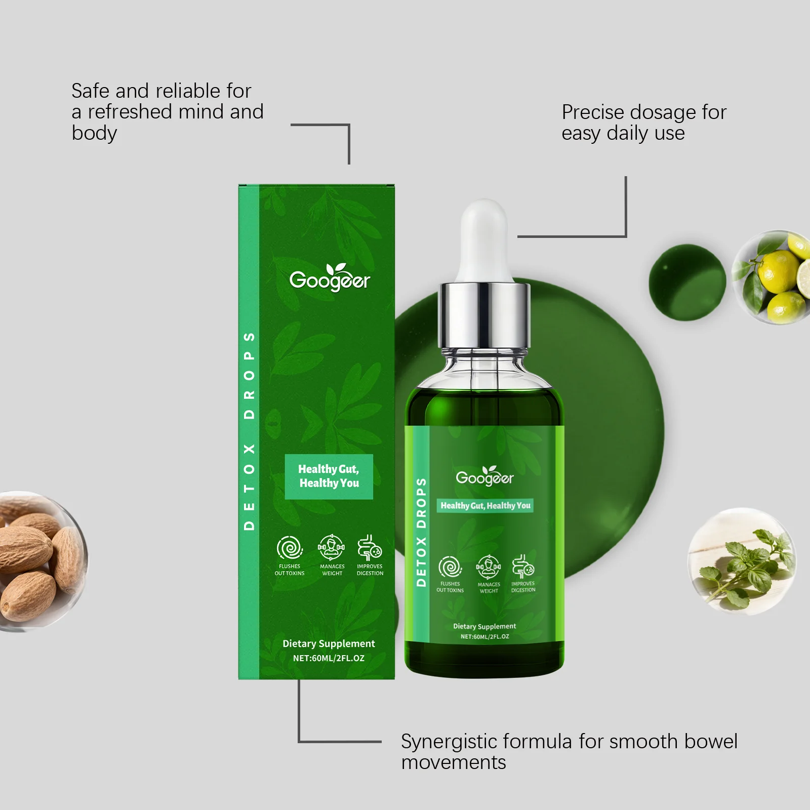 Googeer Herbal Detox Drops with Terminalia Chebula & Holy Basil Extract for Digestion & Gut Health 13 herbal detox drops supplement goo g2a7hk5k desc 6