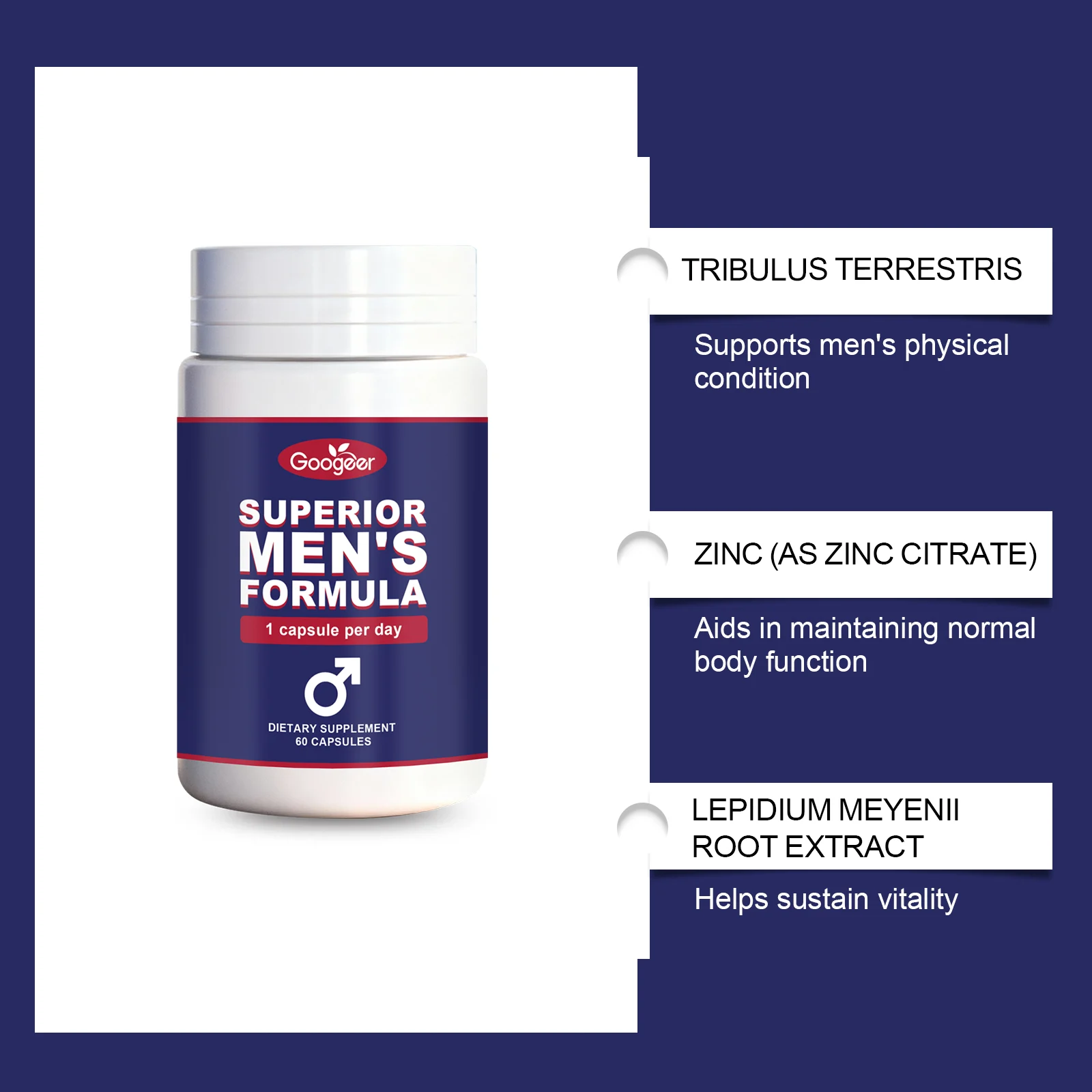 Googeer Superior Men's Formula Dietary Supplement with Tribulus Terrestris & Zinc 14 mens dietary supplement capsules goo 55x3p45g desc 7