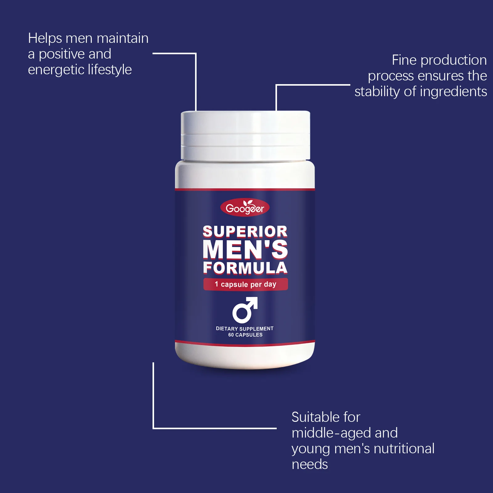 Googeer Superior Men's Formula Dietary Supplement with Tribulus Terrestris & Zinc 15 mens dietary supplement capsules goo 55x3p45g desc 8