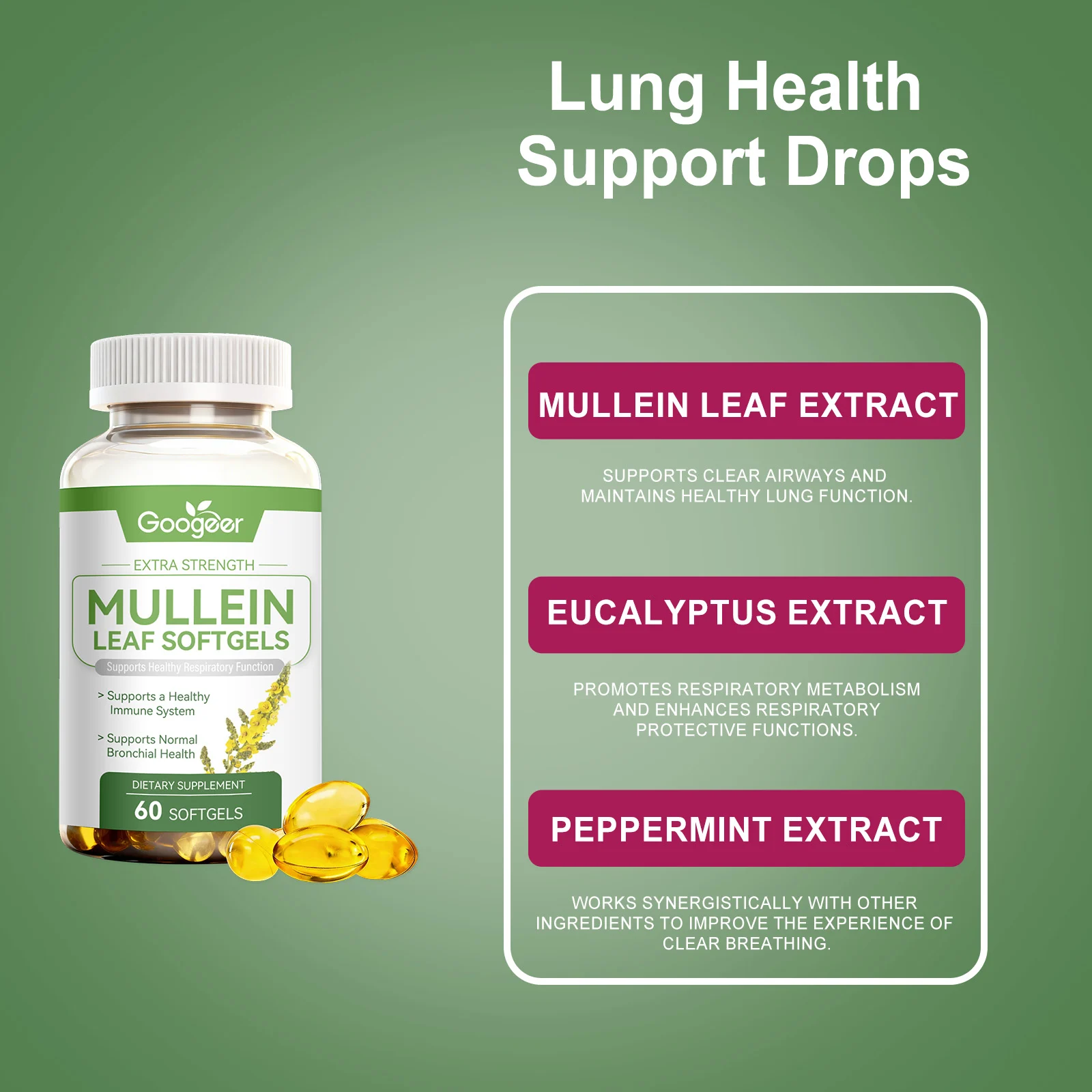 Googeer Mullein Leaf Softgels for Healthy Respiratory Support & Immune System 19 mullein leaf softgels goo nmfb23dq desc 13