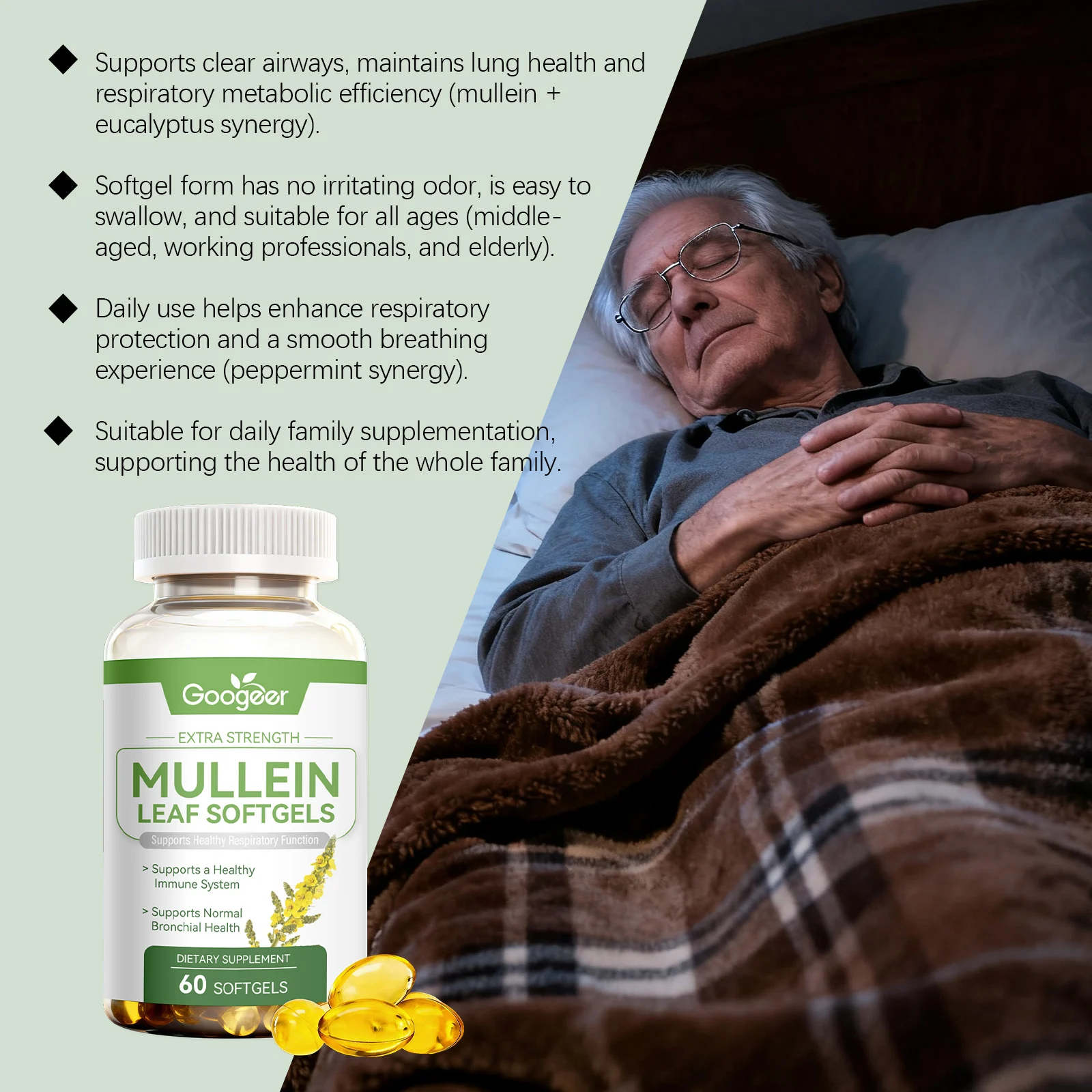 Googeer Mullein Leaf Softgels for Healthy Respiratory Support & Immune System 12 mullein leaf softgels goo nmfb23dq desc 6