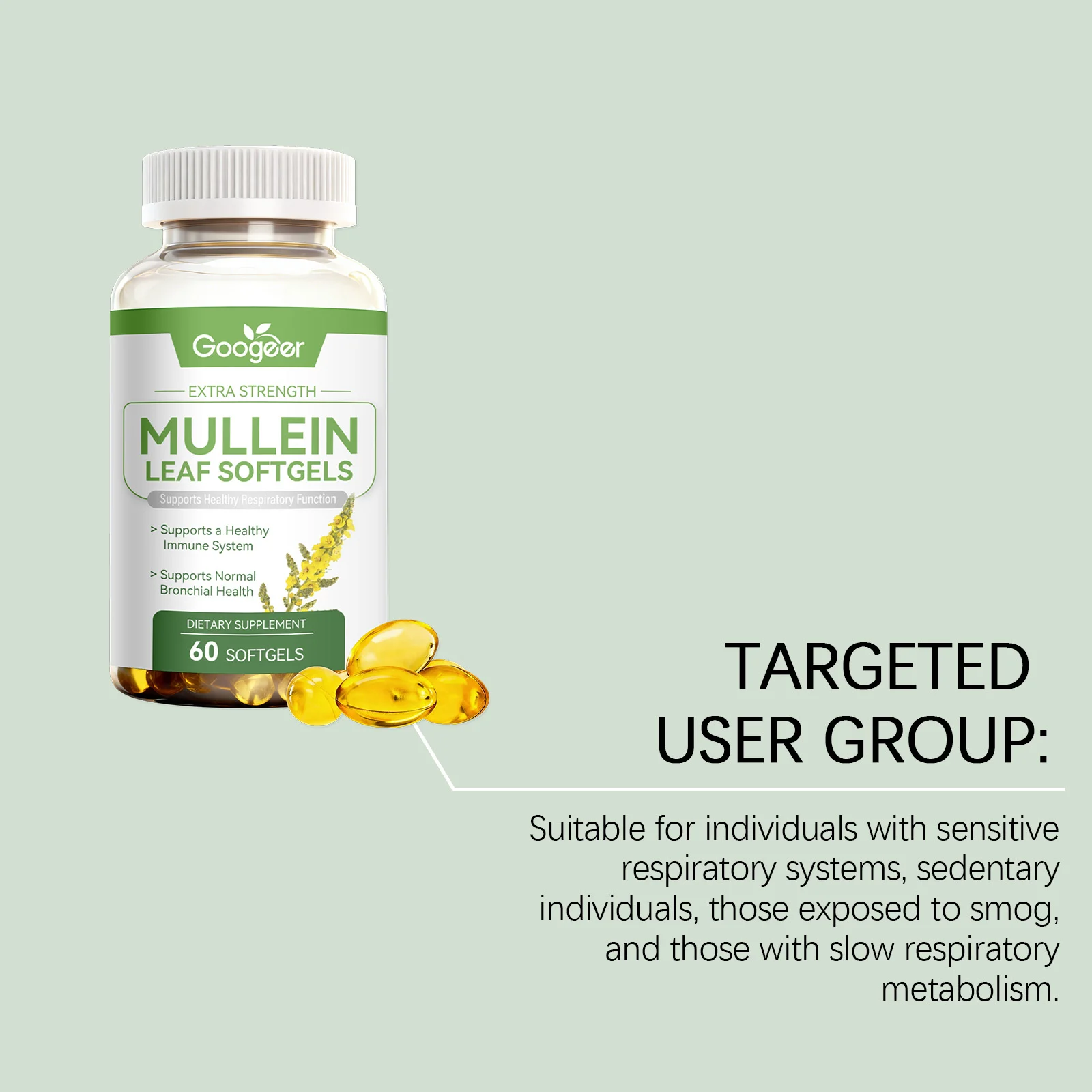 Googeer Mullein Leaf Softgels for Healthy Respiratory Support & Immune System 13 mullein leaf softgels goo nmfb23dq desc 7