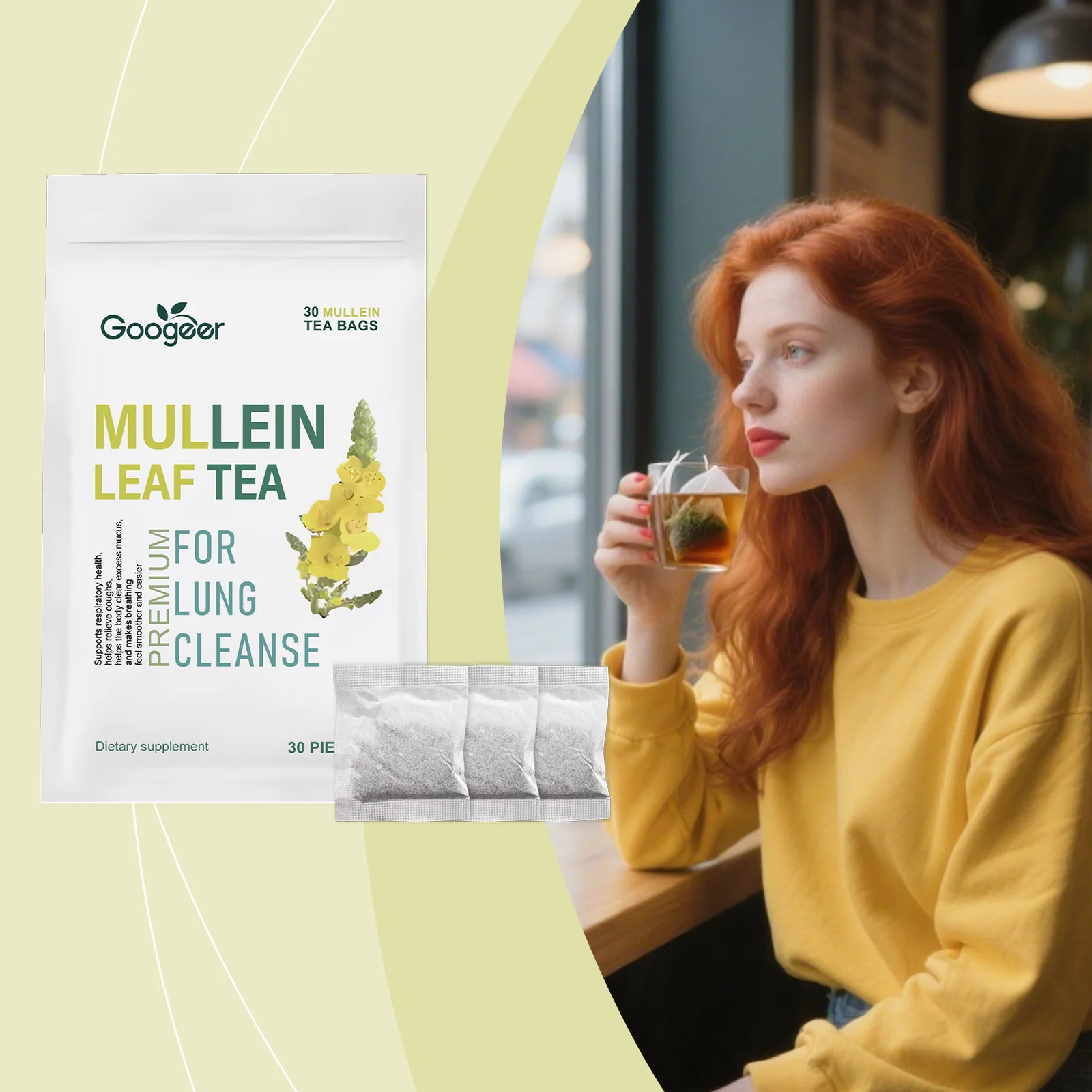 Mullein Leaf Tea Bags for Respiratory Support, Lung Cleanse & Sore Throat Relief - 30 Count 8 mullein leaf tea bags respiratory support lung cleanse goo 79vrym4t desc 2