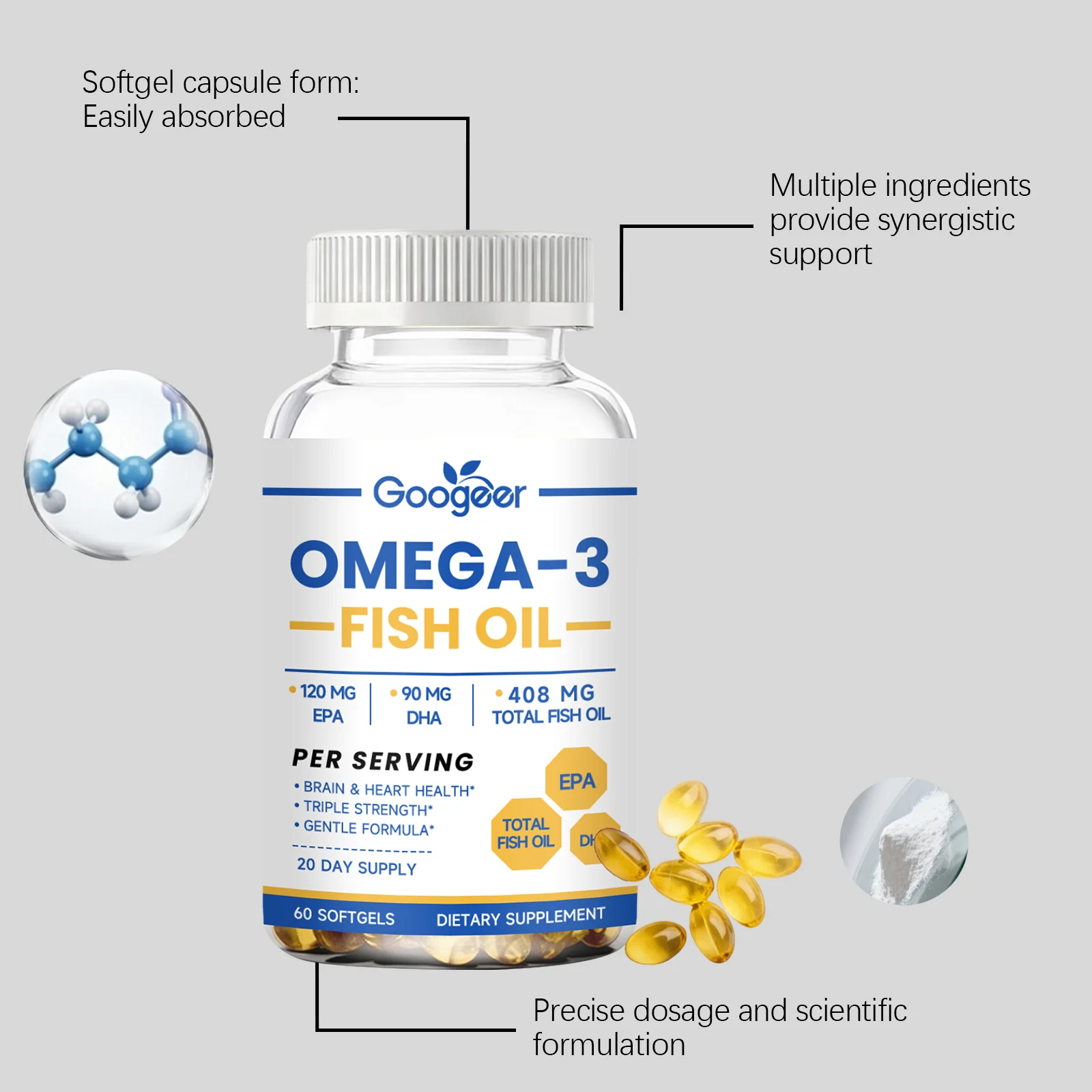 Googeer Omega-3 Fish Oil Softgels for Heart, Brain & Joint Health 12 omega 3 fish oil softgels goo z3m25a4e desc 5