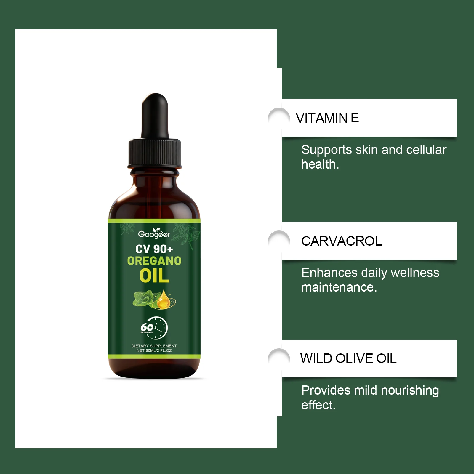 Googeer Oregano Oil Dietary Supplement Drops for Skin Care & Wellness 15 oregano oil dietary supplement drops goo sc7xg72z desc 8