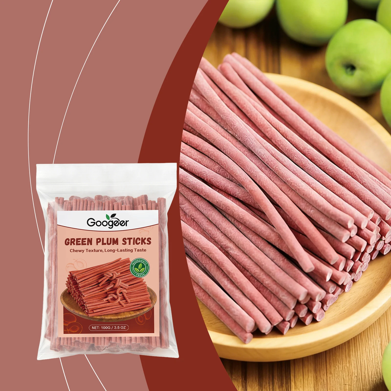 Googeer Sour Plum Sticks | Chewy Digestive Aid Snack | 100g 8 sour plum sticks goo zqmvvzgr desc 2