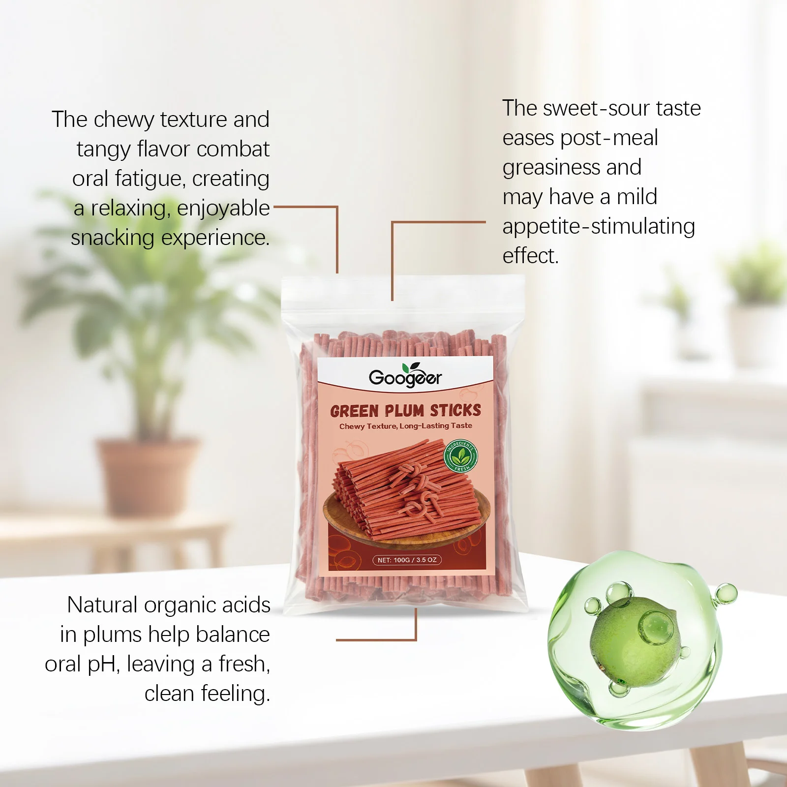 Googeer Sour Plum Sticks | Chewy Digestive Aid Snack | 100g 13 sour plum sticks goo zqmvvzgr desc 7