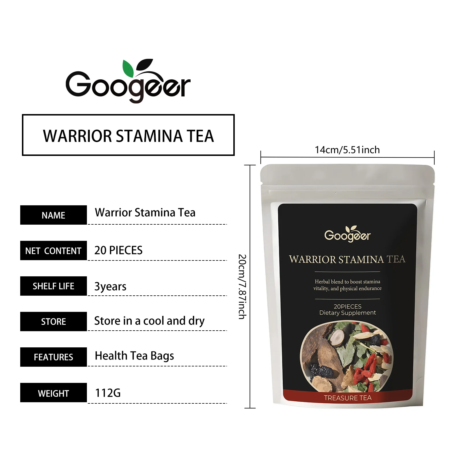 Googeer Dietary Supplement Stamina Tea | Herbal Blend for Men to Boost Energy & Endurance 7 stamina energy herbal tea goo ft4ahmpr desc 1