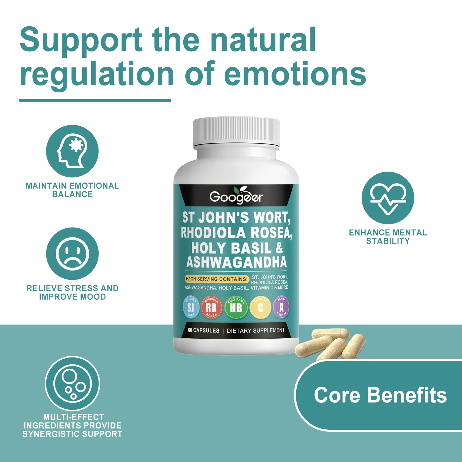 Googeer Dietary Supplement with Rhodiola & Ashwagandha for Stress Relief & Mood Support 14 stress relief mood support supplement goo sqrjv35b desc 8
