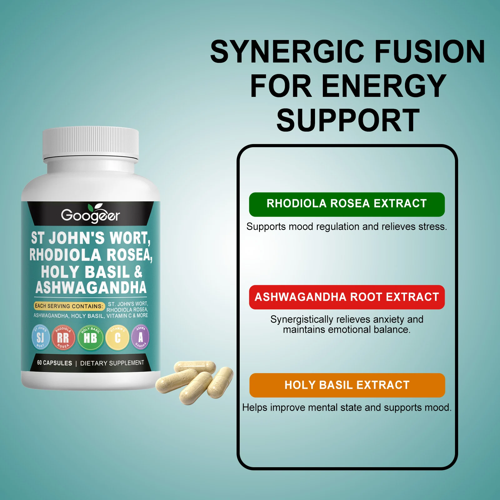 Googeer Dietary Supplement with Rhodiola & Ashwagandha for Stress Relief & Mood Support 15 stress relief mood support supplement goo sqrjv35b desc 9