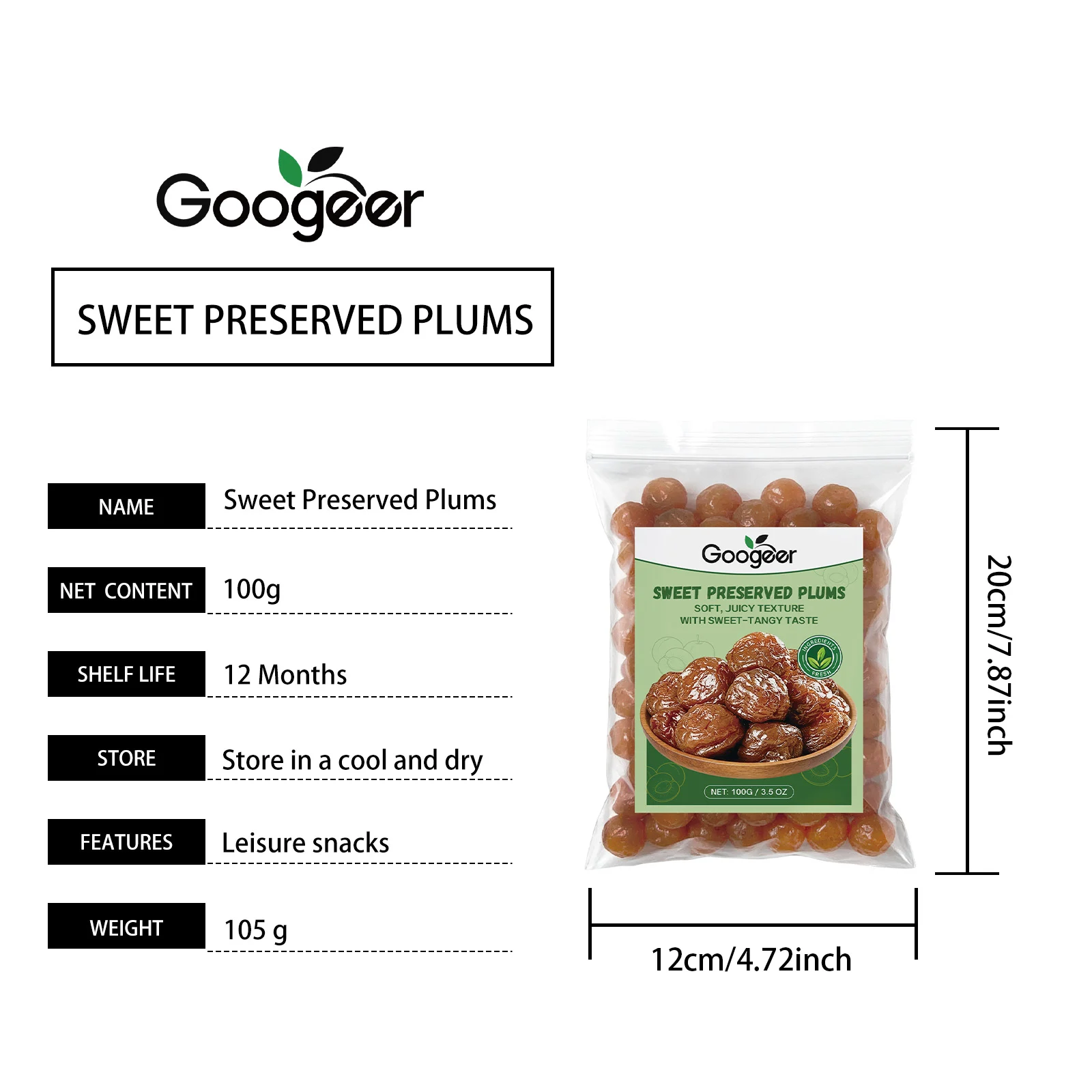 Googeer Sweet and Tangy Preserved Plums for Weight Management & Snacking 8 sweet tangy preserved plums goo af2pv9qz desc 1