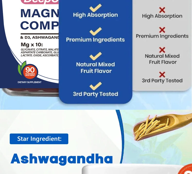 14-in-1 Magnesium Ashwagandha Gummies with L-Theanine & Vitamin D3, DeepCalm Sleep Support Supplement, 90 Count 8 14 in 1 magnesium ashwagandha gummies sleep support goo f5sp9zk2 desc 4