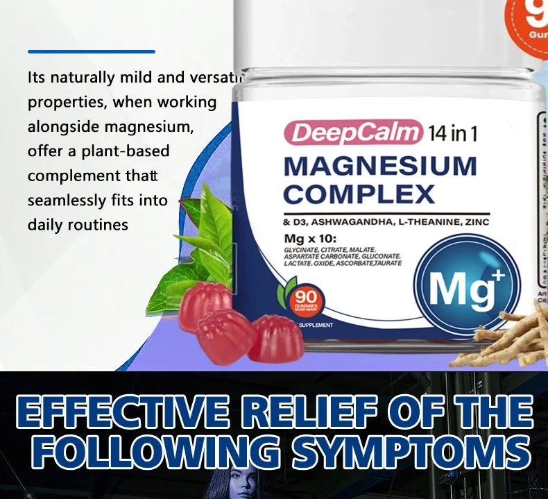 14-in-1 Magnesium Ashwagandha Gummies with L-Theanine & Vitamin D3, DeepCalm Sleep Support Supplement, 90 Count 9 14 in 1 magnesium ashwagandha gummies sleep support goo f5sp9zk2 desc 5