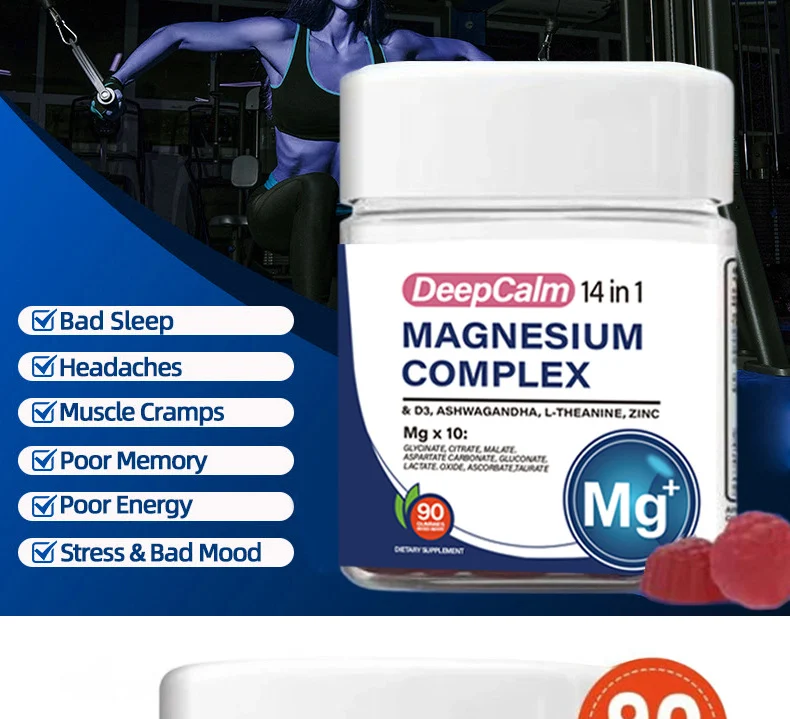 14-in-1 Magnesium Ashwagandha Gummies with L-Theanine & Vitamin D3, DeepCalm Sleep Support Supplement, 90 Count 10 14 in 1 magnesium ashwagandha gummies sleep support goo f5sp9zk2 desc 6