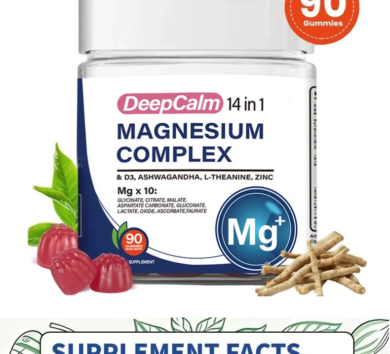 14-in-1 Magnesium Ashwagandha Gummies with L-Theanine & Vitamin D3, DeepCalm Sleep Support Supplement, 90 Count 11 14 in 1 magnesium ashwagandha gummies sleep support goo f5sp9zk2 desc 7