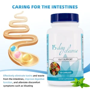 15-Day Cleanse Capsules for Gut Support and Digestive Detox, Vegan Formula, 30 Count