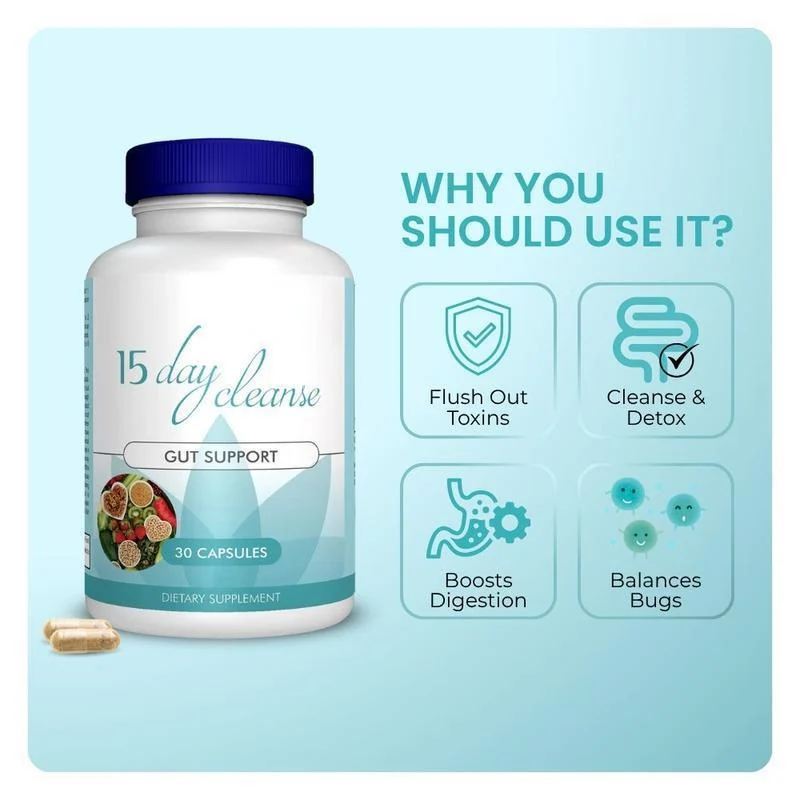 15-Day Cleanse Capsules for Gut Support and Digestive Detox, Vegan Formula, 30 Count 3 15 Day Cleanse Gut Support Capsules Goo Ktrae2em 3