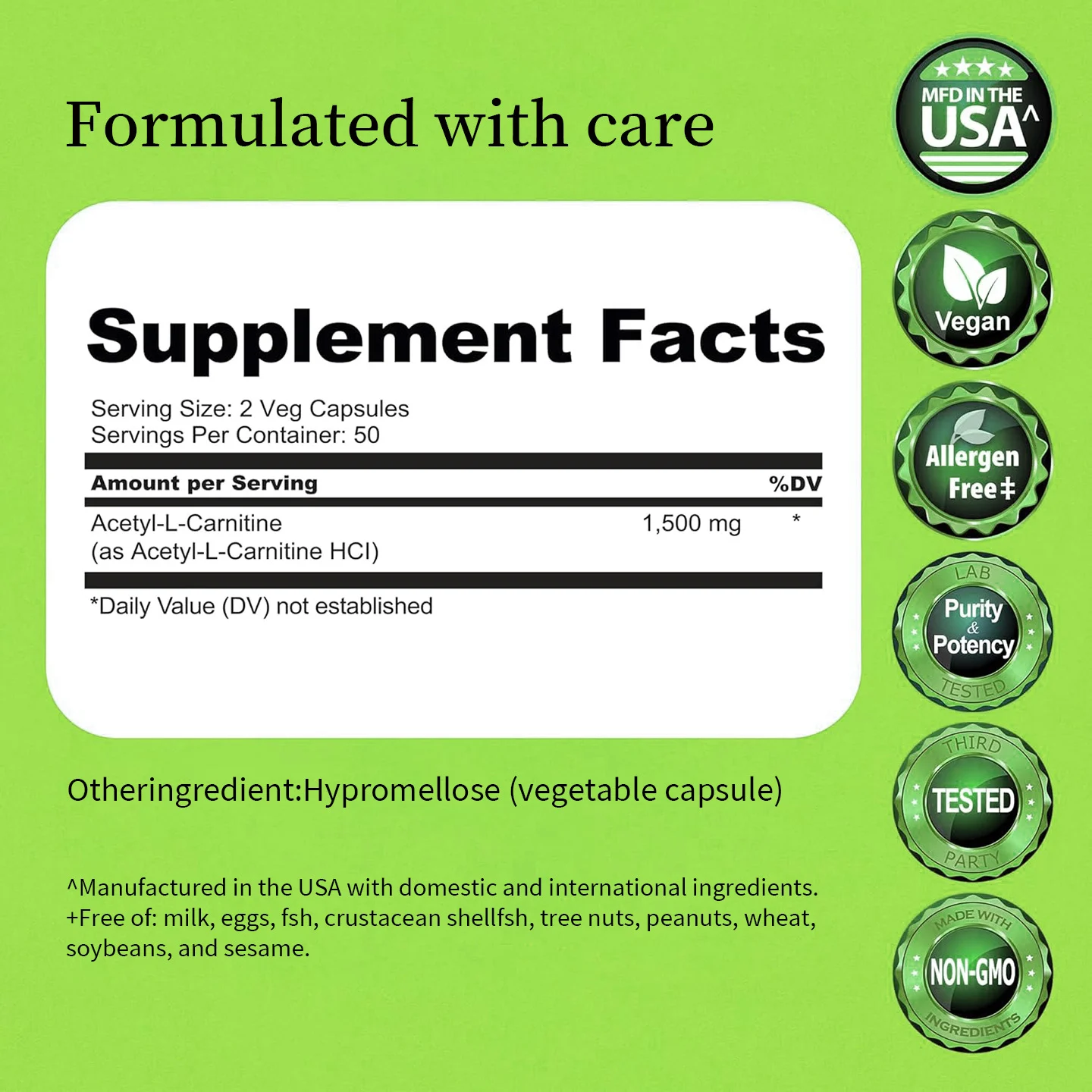 Acetyl L-Carnitine Capsules 1500mg Energy & Cognitive Support Dietary Supplement 8 acetyl l carnitine capsules 1500mg goo jf3h7yz4 desc 4