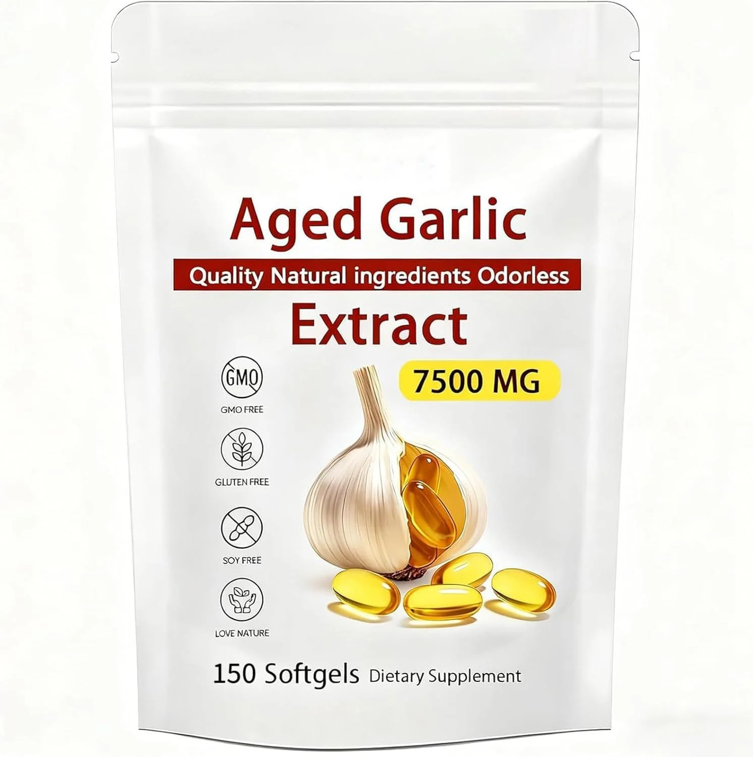Aged Garlic Extract 7500mg Odorless Supplement Capsules 150 Softgels 7 aged garlic extract 7500mg 150 softgels goo t7hyrp3k desc 1