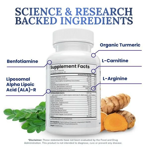 Alpha Lipoic Acid 1200mg Supplement Capsules - 20-in-1 Nerve Support Formula 16 alpha lipoic acid 1200mg nerve support capsules goo hqwe77pt desc 12