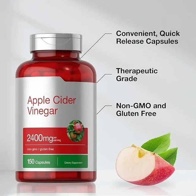 2400mg Apple Cider Vinegar Capsules, 150 Count, Quick Release, Non-GMO