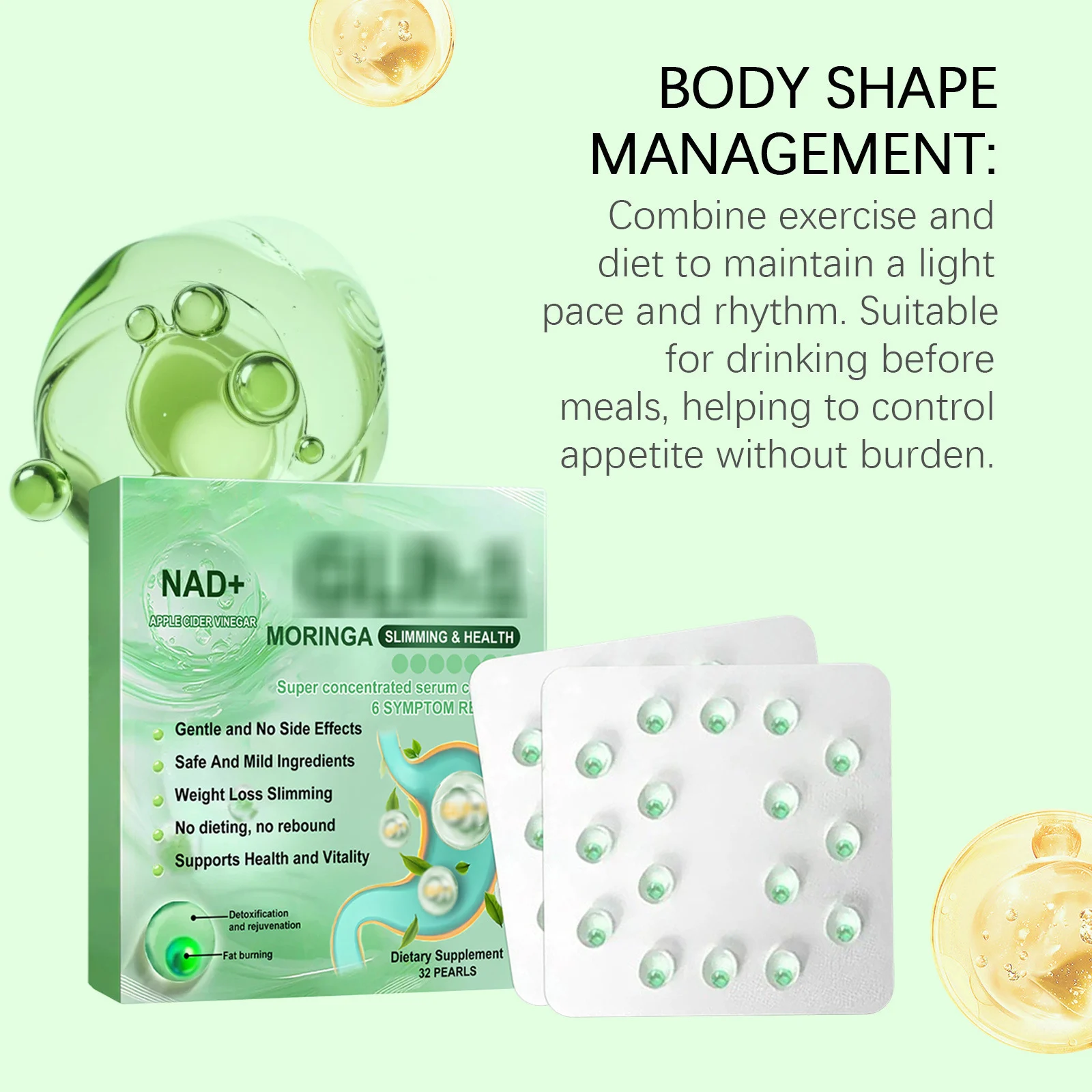 Apple Cider Vinegar & Moringa Slimming Pearls 32 Capsules for Weight Loss & Body Shaping 16 apple cider vinegar moringa slimming pearls weight loss body shaping goo 83q5gakn desc 10