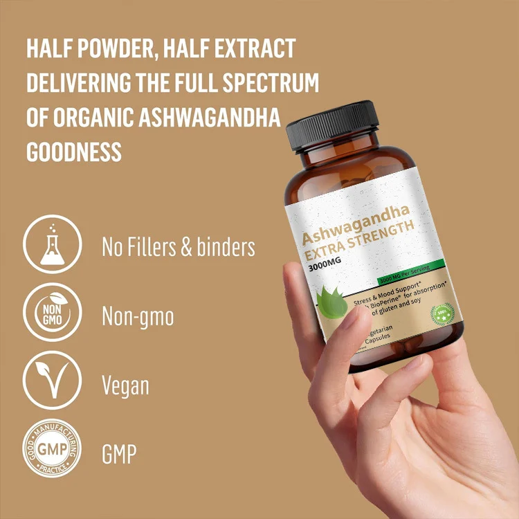 Ashwagandha Capsules 3000mg Extra Strength for Stress & Mood Support with BioPerine 6 ashwagandha capsules 3000mg biopierne 120 count goo xhv6y8x6 desc 2