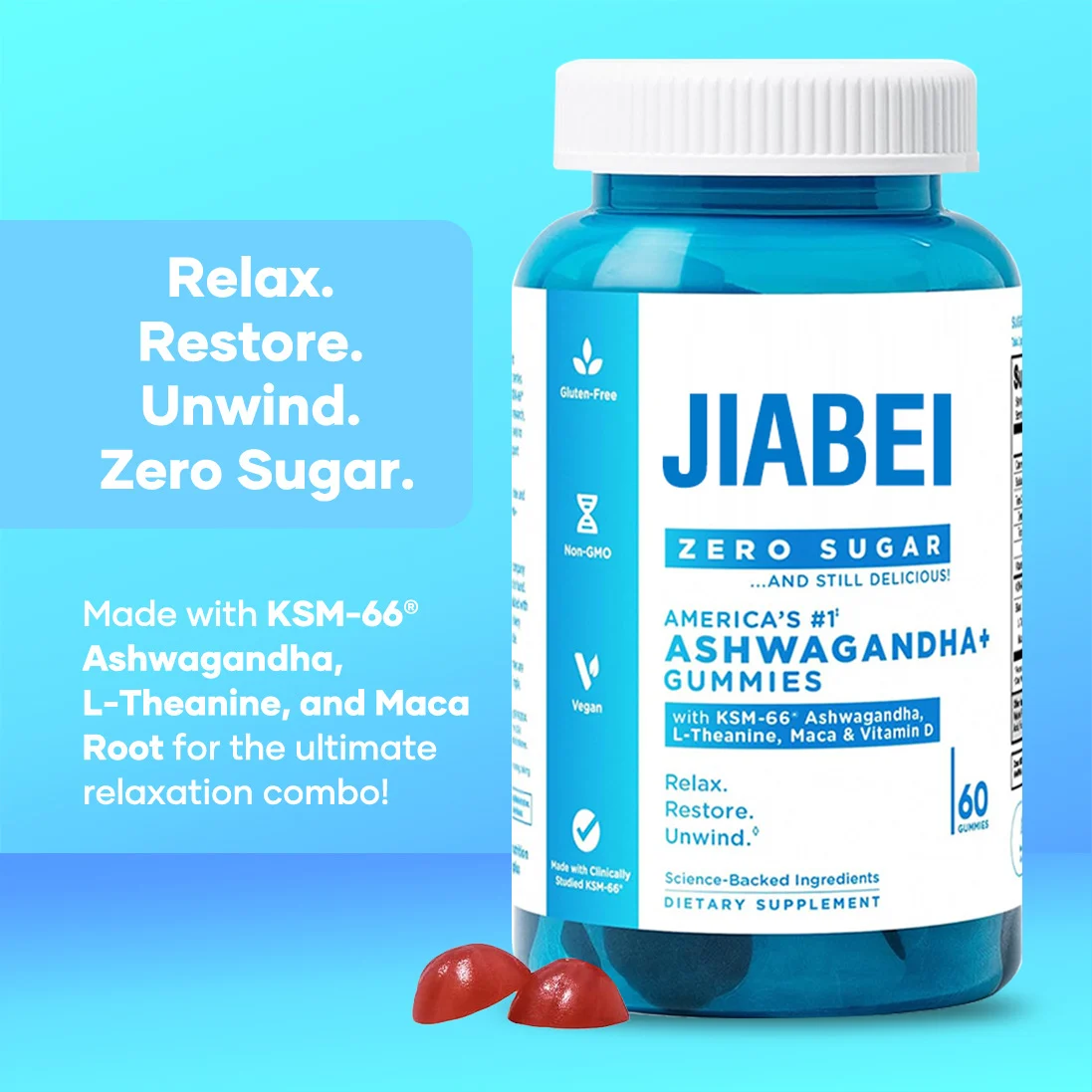 Ashwagandha Gummies for Stress Relief - KSM-66 Root Extract with Maca & L-Theanine, Sugar-Free Vegan Supplement 5 ashwagandha gummies ksm66 stress relief goo z8fft3fu desc 1