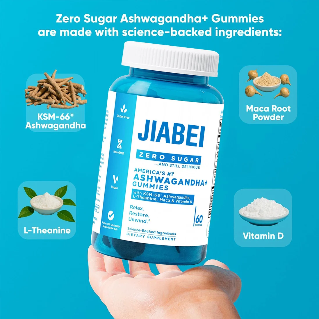Ashwagandha Gummies for Stress Relief - KSM-66 Root Extract with Maca & L-Theanine, Sugar-Free Vegan Supplement 6 ashwagandha gummies ksm66 stress relief goo z8fft3fu desc 2