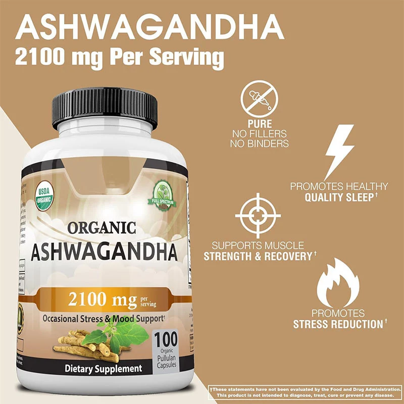 2100mg USDA Organic Ashwagandha Capsules for Stress & Mood Support 1 2100mg USDA Organic Ashwagandha Capsules for Stress & Mood Support