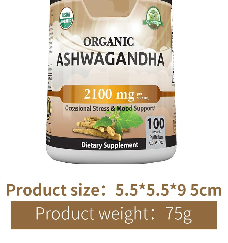 2100mg USDA Organic Ashwagandha Capsules for Stress & Mood Support 8 ashwagandha supplement capsules goo qy7786qs desc 4