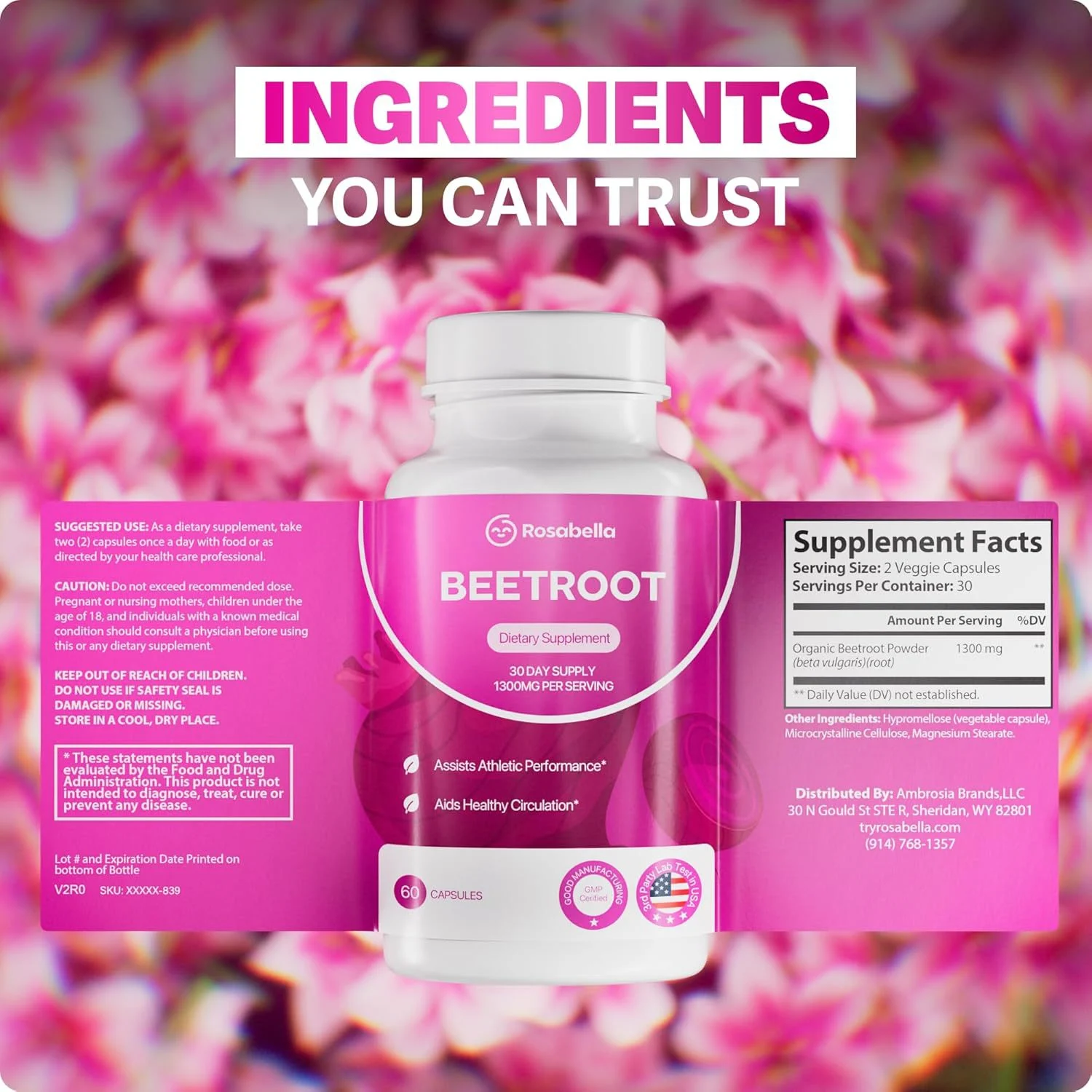 Beetroot Capsules 1300mg for Heart Health and Athletic Performance - 60 Veggie Capsules 16 beetroot capsules athletic performance supplement goo wgc8h55g desc 10
