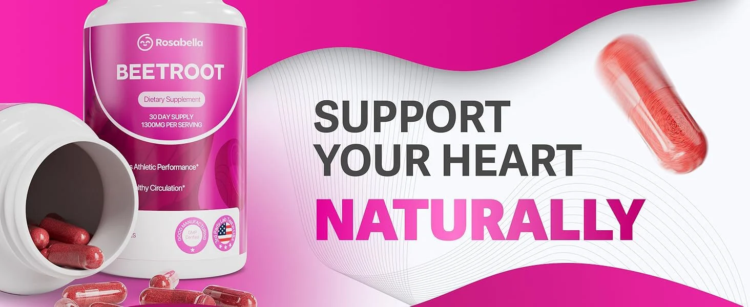 Beetroot Capsules 1300mg for Heart Health and Athletic Performance - 60 Veggie Capsules 13 beetroot capsules athletic performance supplement goo wgc8h55g desc 7