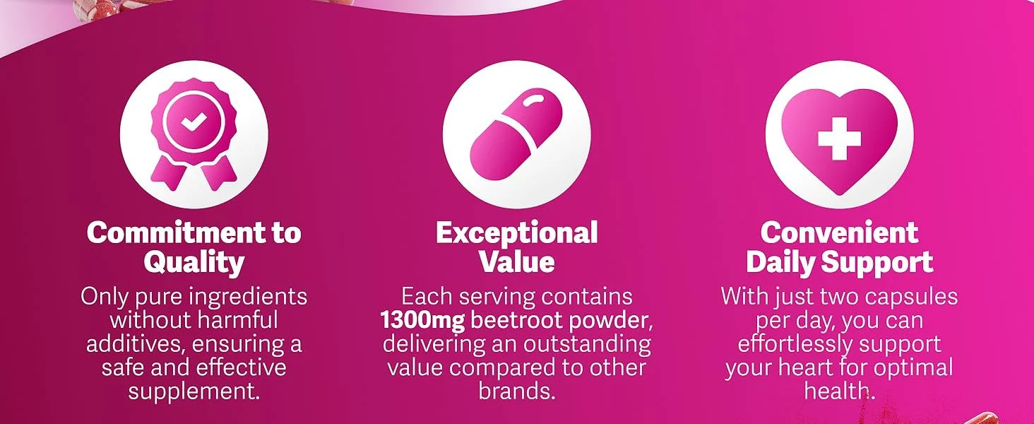 Beetroot Capsules 1300mg for Heart Health and Athletic Performance - 60 Veggie Capsules 14 beetroot capsules athletic performance supplement goo wgc8h55g desc 8