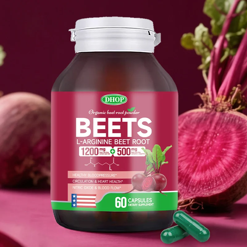 Beetroot Capsules with L-Arginine for Heart Health and Nitric Oxide Boost - 1200mg Beet Root Powder - 60 Count 1 Beetroot Capsules with L-Arginine for Heart Health and Nitric Oxide Boost - 1200mg Beet Root Powder - 60 Count