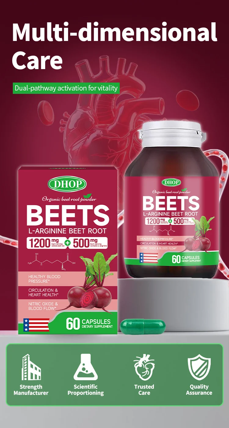 Beetroot Capsules with L-Arginine for Heart Health and Nitric Oxide Boost - 1200mg Beet Root Powder - 60 Count 4 beetroot capsules nitric oxide supplement goo kuhjv224 desc 1