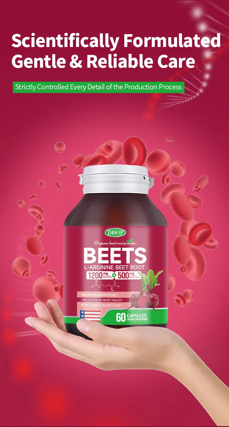 Beetroot Capsules with L-Arginine for Heart Health and Nitric Oxide Boost - 1200mg Beet Root Powder - 60 Count 6 beetroot capsules nitric oxide supplement goo kuhjv224 desc 3