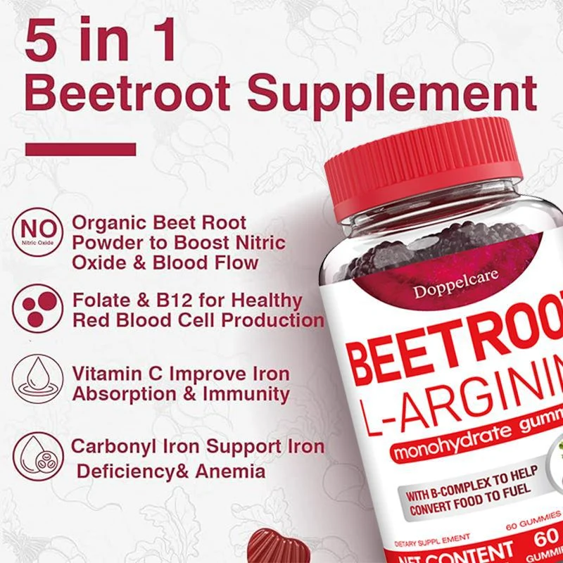 Beetroot Gummies 5-in-1 Nitric Oxide Booster with L-Arginine & B-Complex, 60 Gummies 4 beetroot gummies 5in1 nitric oxide booster l arginine b complex goo myq8h6hx desc 2