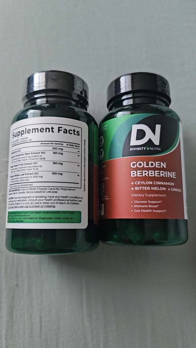 Berberine Supplement 4-in-1 Formula with Ceylon Cinnamon, Bitter Melon, and Ginkgo - 60 Veggie Capsules for Glucose & Immune Support 10 berberine supplement glucose support capsules goo h7jzw69k desc 3